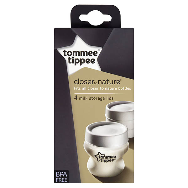 Tommee tippee closer to nature 4 milk storage bottle lids