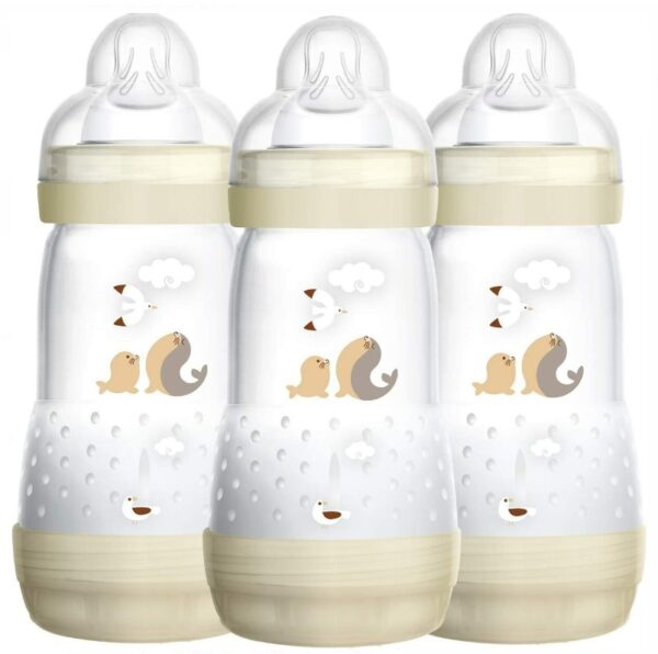 MAM Easy Start Self Sterilising Anti-colic Bottle Pack Of 3 (3x260ml) - Cream