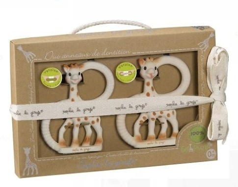 Sophie So pure rubber and wood twin teething rings
