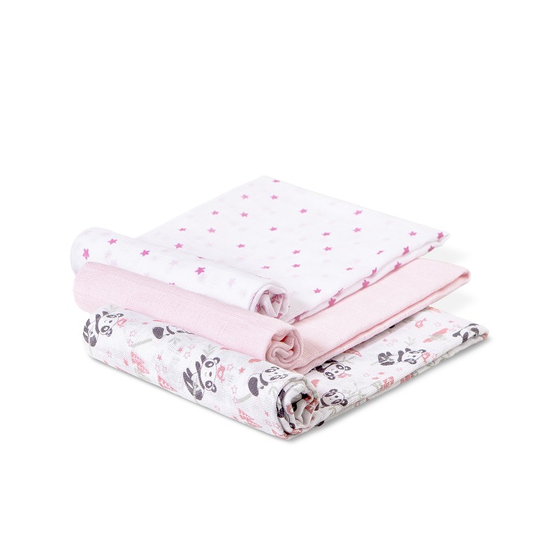 Interbaby Pink Panda Muslins - Babyworld Malta