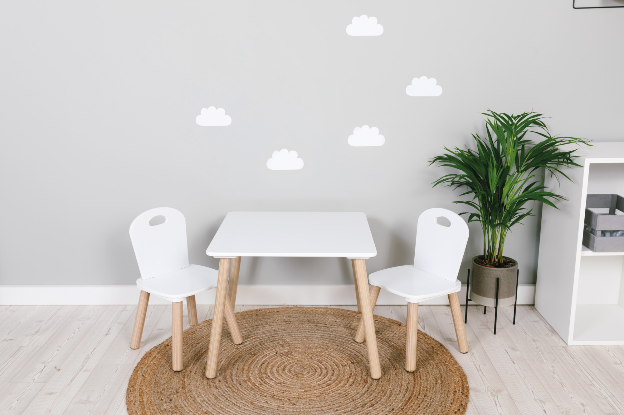 Wooden Table With Chairs Athena - White