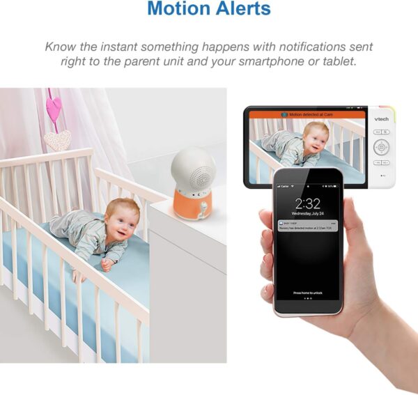 VTech 5" Smart Wi-Fi 1080p HD Video Baby Monitor with Remote Access - Image 7