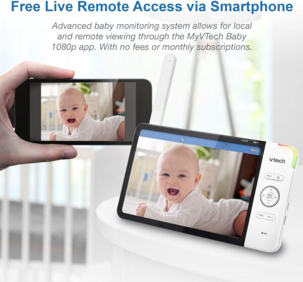 VTech 5" Smart Wi-Fi 1080p HD Video Baby Monitor with Remote Access - Image 4