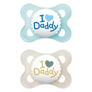 MAM Original Soother 2-6 Months (set of 2) - Blue & Neutral I Love Daddy