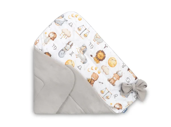 Muslin Baby Cone Wrap 75x75cm - Zodiac Grey - Image 2