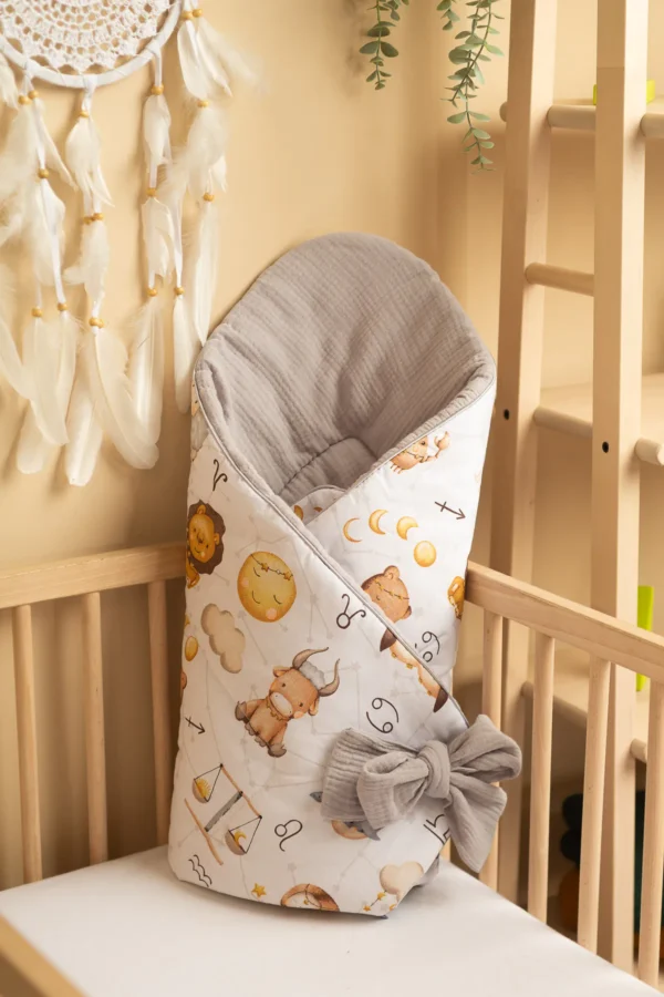 Muslin Baby Cone Wrap 75x75cm - Zodiac Grey