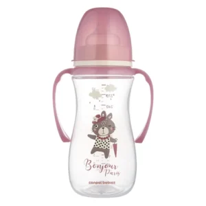 Canpol babies Anti-Colic Bottle with Handles 300ml PP EasyStart BONJOUR PARIS pink