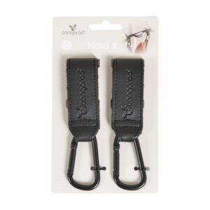 Black Universal Leather Stroller Hooks